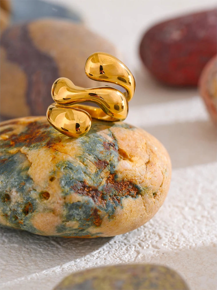 Irregular Versatile Gold Plated Ring - Ecru