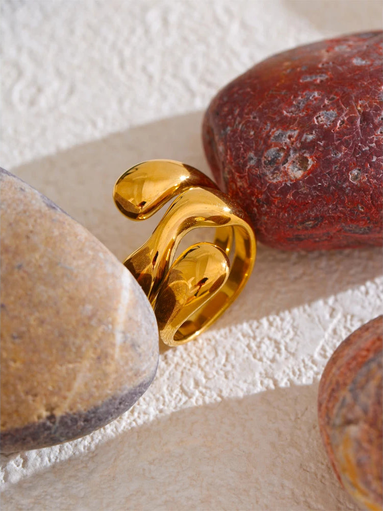 Irregular Versatile Gold Plated Ring - Ecru