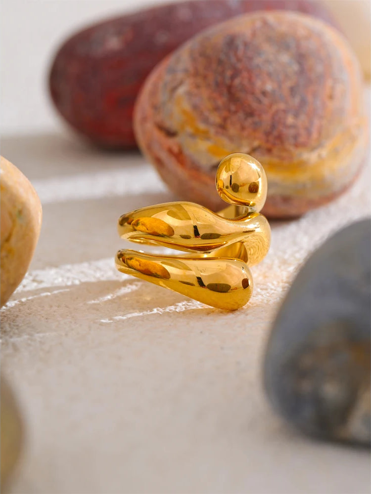 Irregular Versatile Gold Plated Ring - Ecru