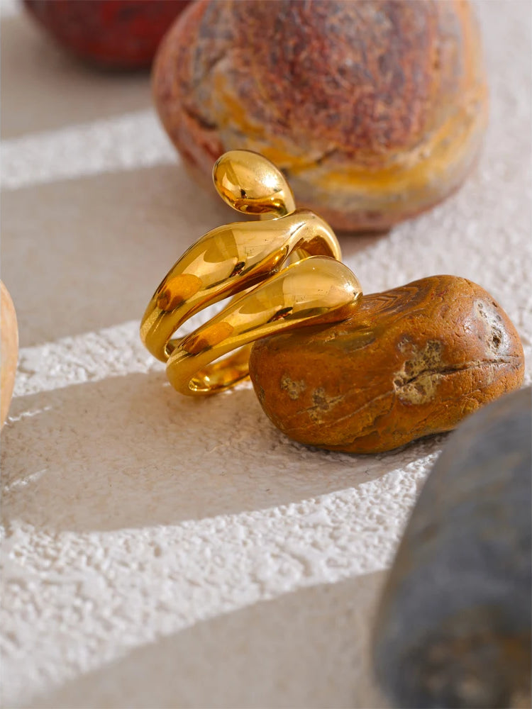 Irregular Versatile Gold Plated Ring - Ecru
