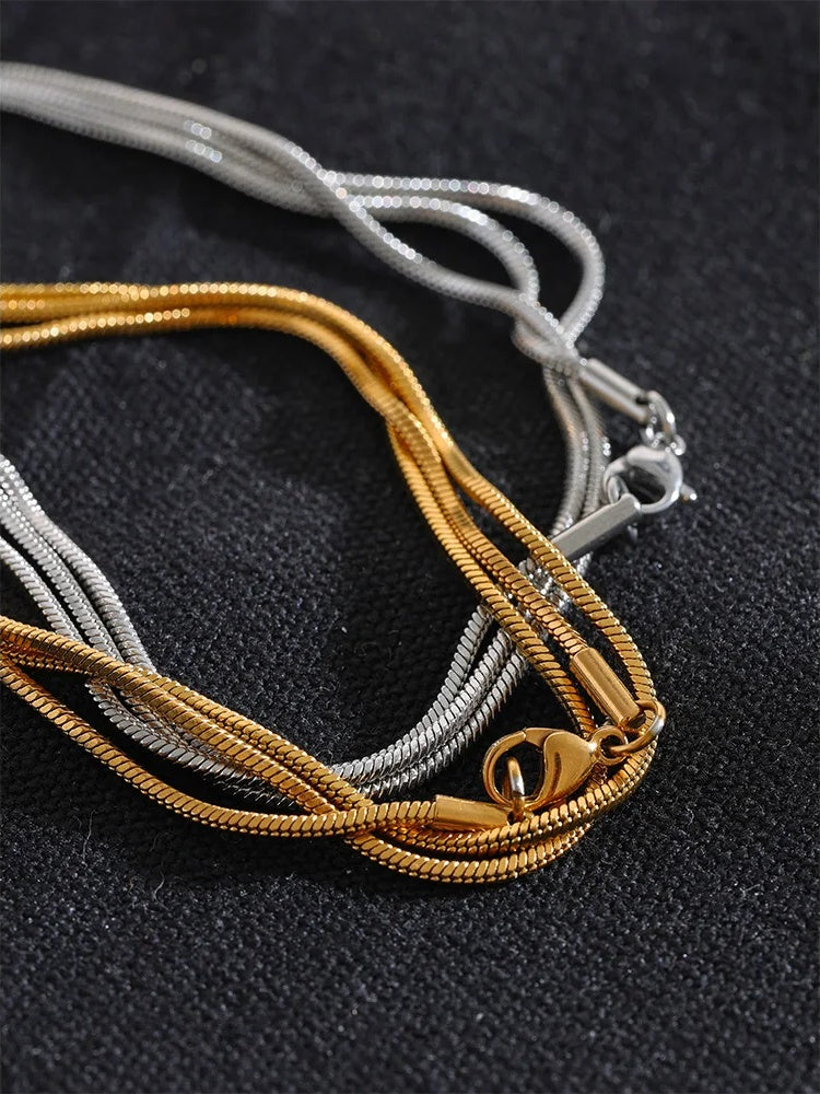Layered Adjustable Long Chain Necklace - Ecru