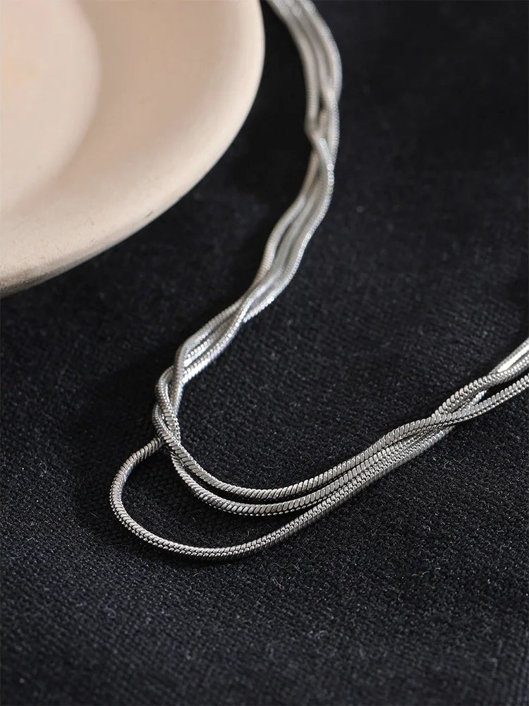 Layered Adjustable Long Chain Necklace - Ecru
