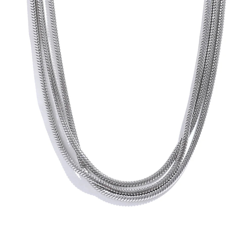 Layered Adjustable Long Chain Necklace - Ecru
