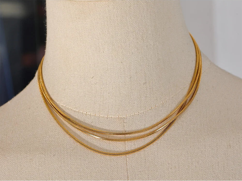 Layered Adjustable Long Chain Necklace - Ecru