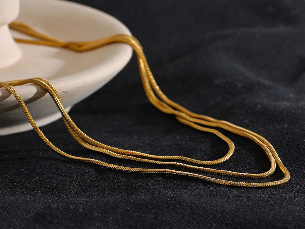 Layered Adjustable Long Chain Necklace - Ecru