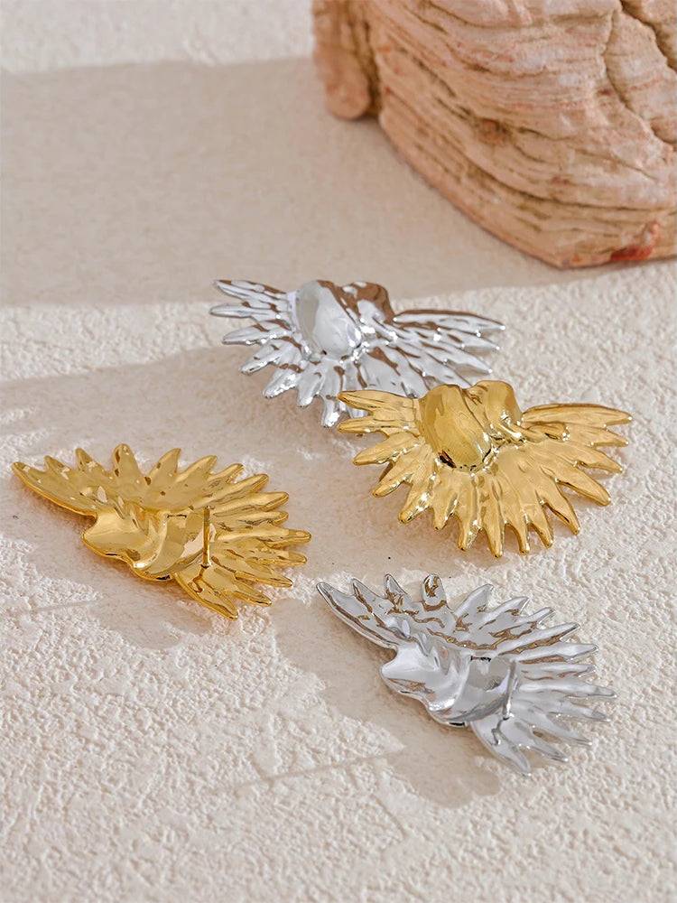 Mayan Shiny Elegant Statement Earrings - Ecru