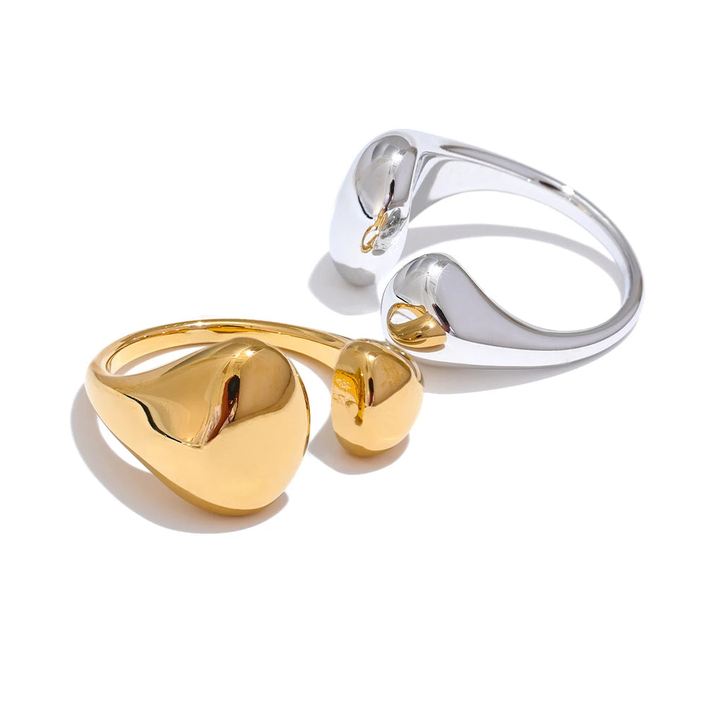 Minimalist Geometric Adjustable Statement Ring - Ecru
