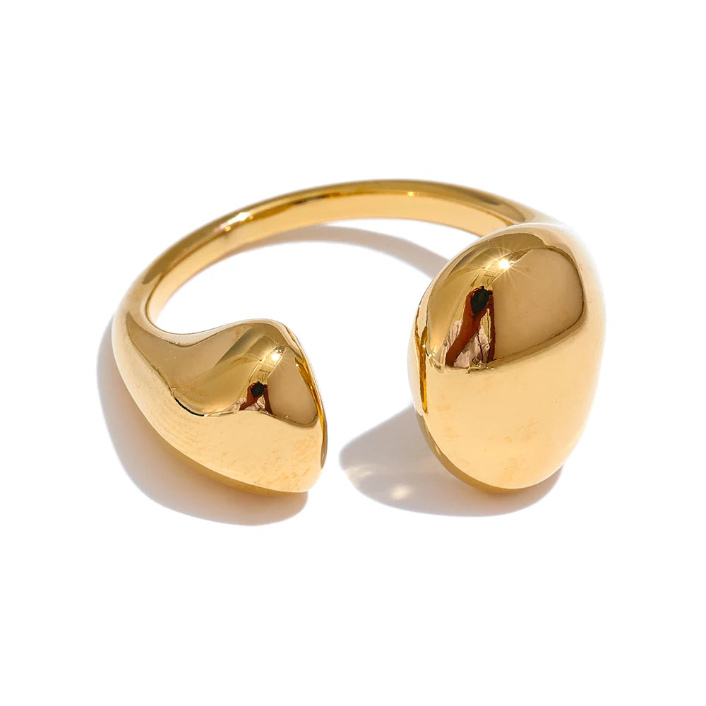 Minimalist Geometric Adjustable Statement Ring - Ecru