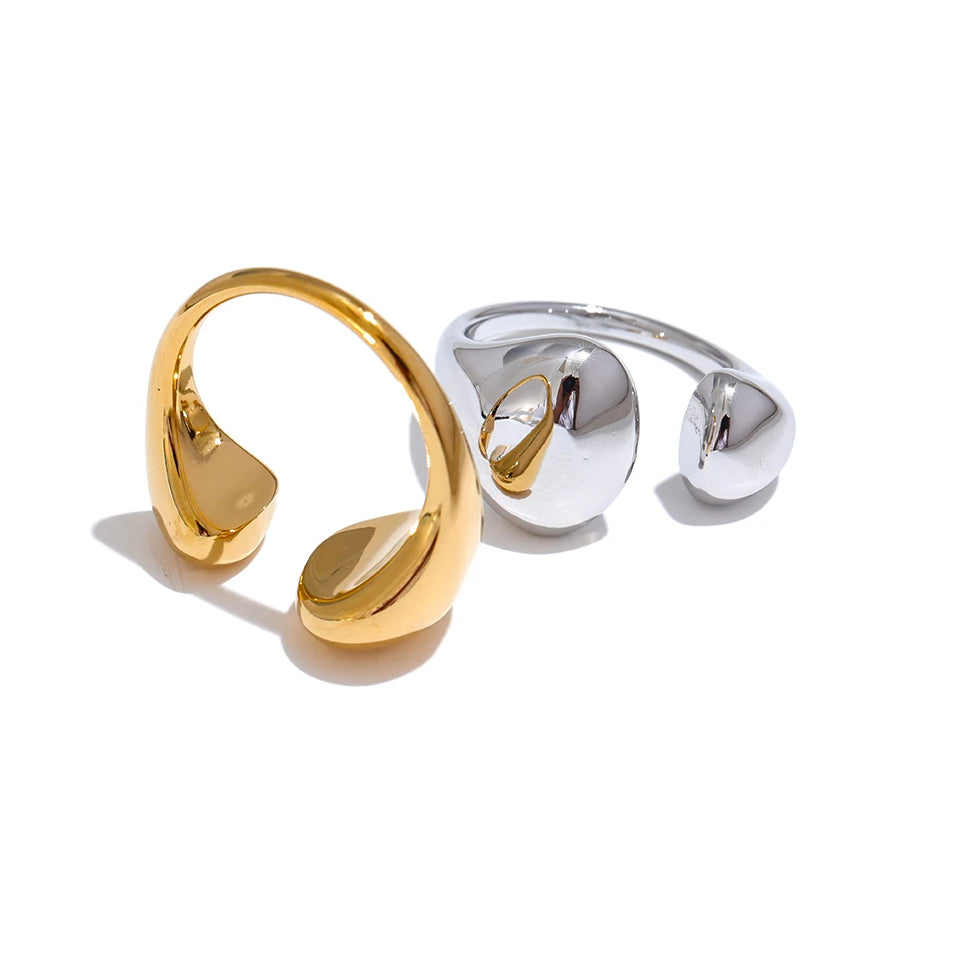 Minimalist Geometric Adjustable Statement Ring - Ecru