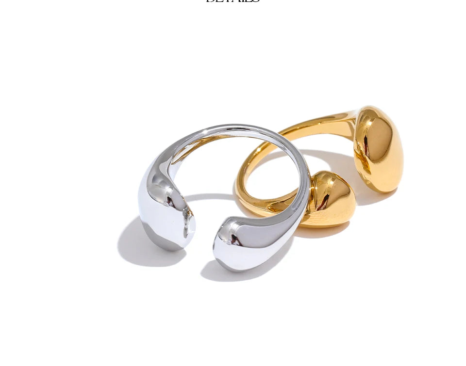 Minimalist Geometric Adjustable Statement Ring - Ecru