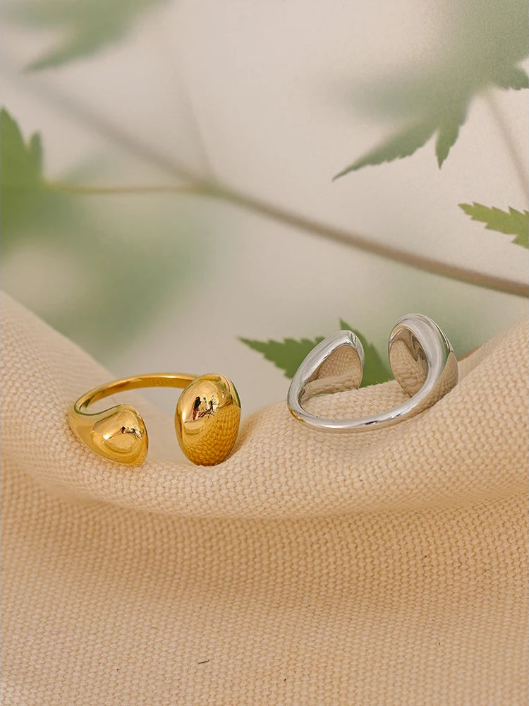 Minimalist Geometric Adjustable Statement Ring - Ecru