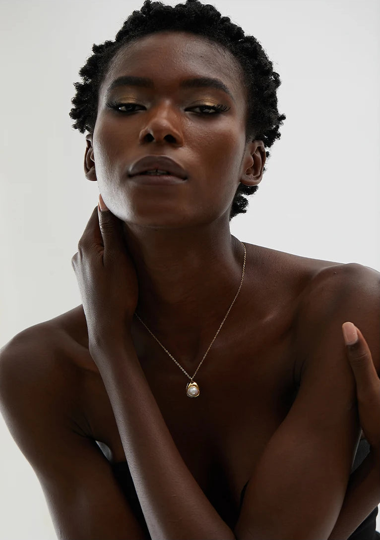 Minimalist Pearl Charm Jewelry Set - Ecru