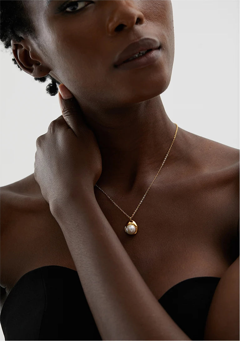 Minimalist Pearl Charm Jewelry Set - Ecru
