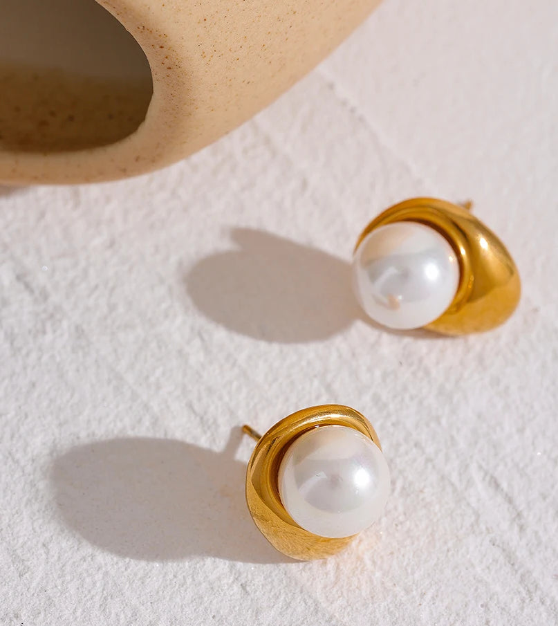 Minimalist Pearl Charm Jewelry Set - Ecru