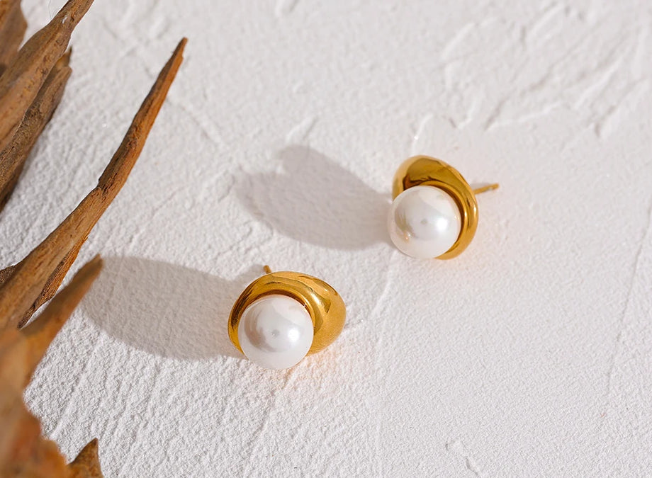 Minimalist Pearl Charm Jewelry Set - Ecru