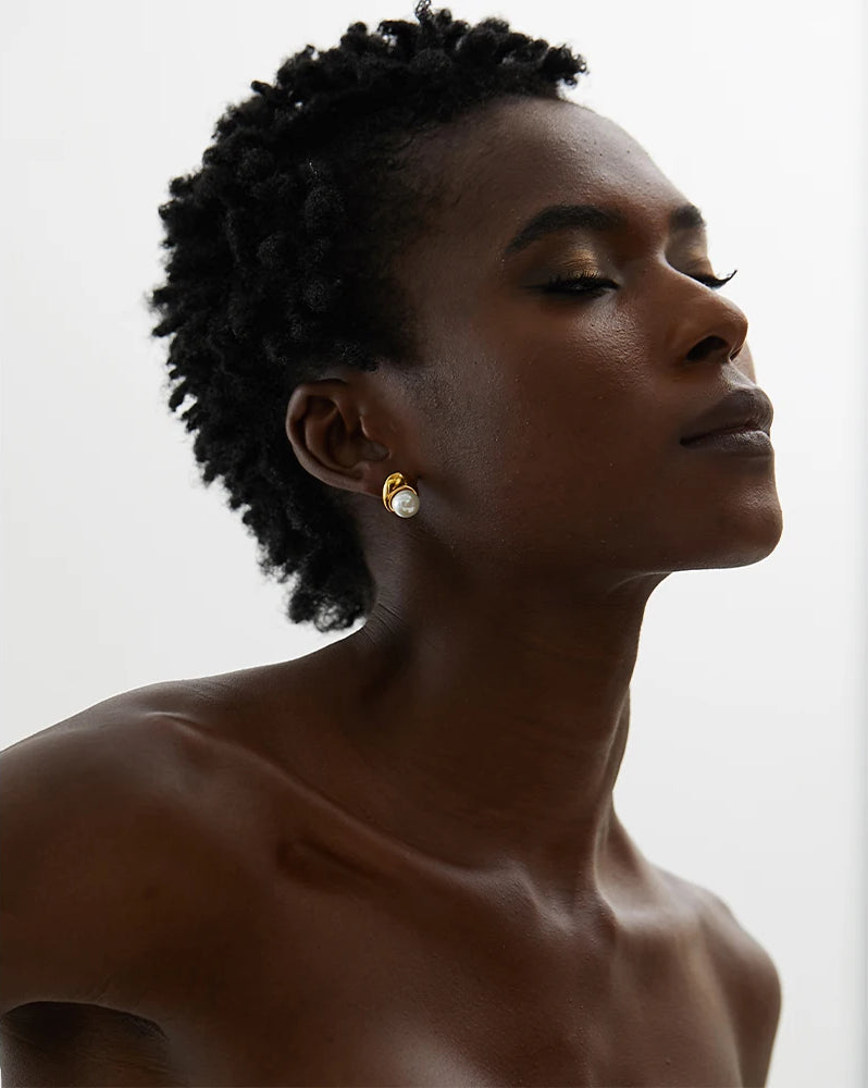 Minimalist Pearl Charm Jewelry Set - Ecru