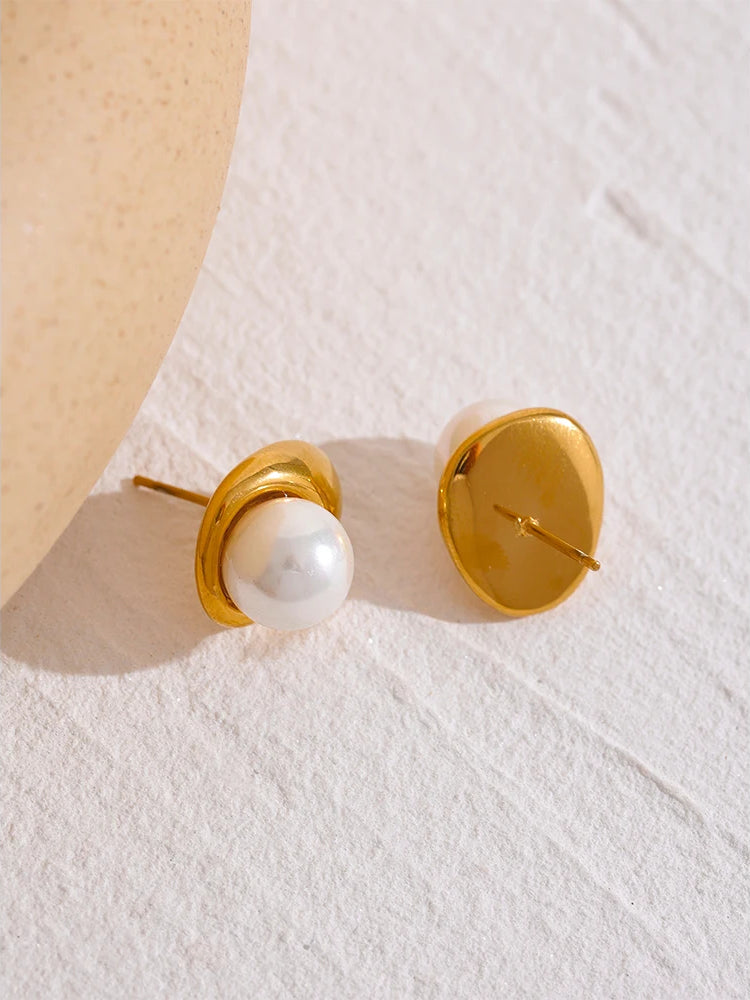 Minimalist Pearl Charm Jewelry Set - Ecru