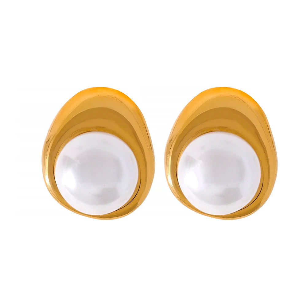 Minimalist Pearl Charm Jewelry Set, Earrings - Ecru