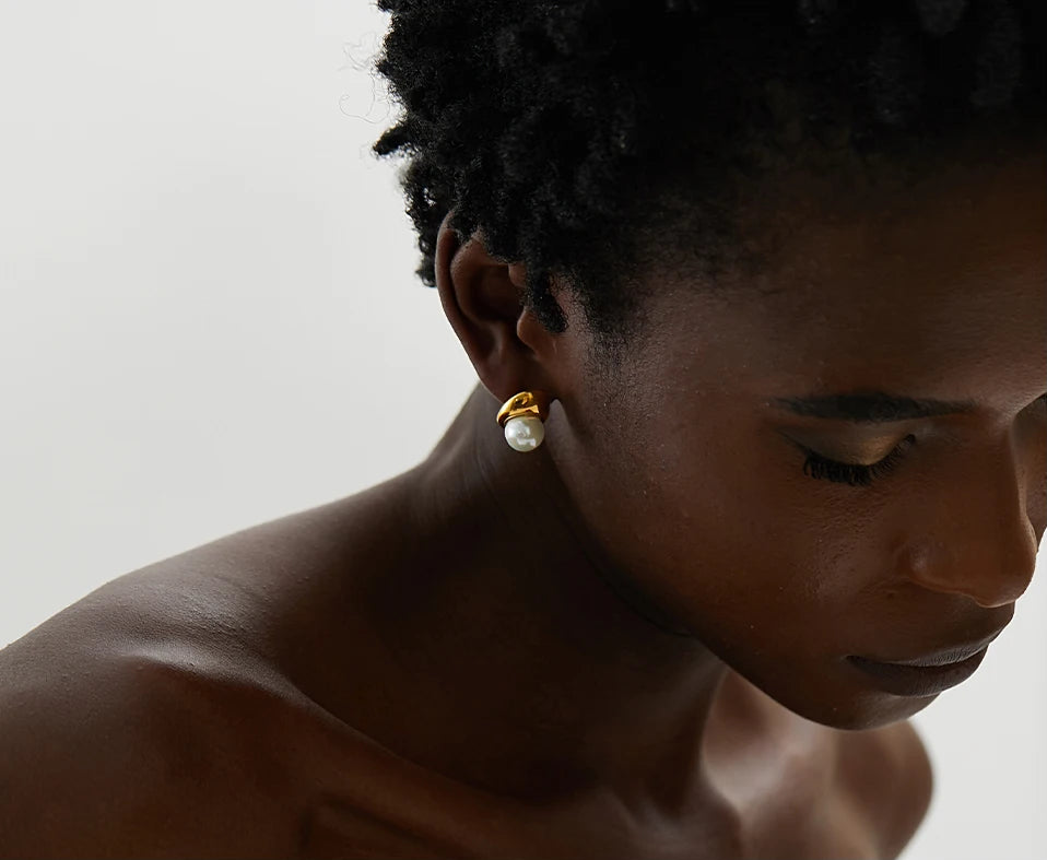 Minimalist Pearl Charm Jewelry Set - Ecru