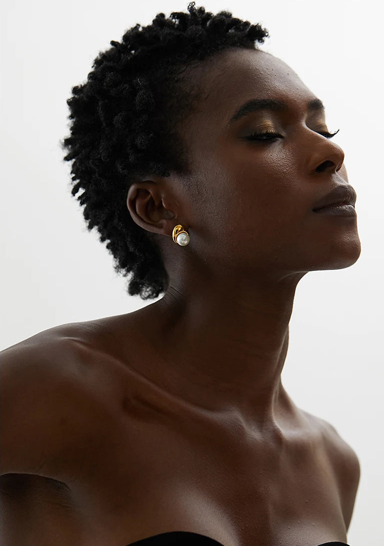Minimalist Pearl Charm Jewelry Set - Ecru