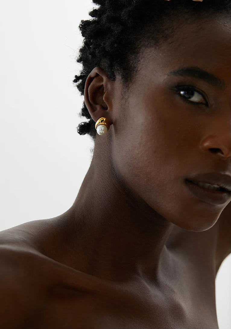 Minimalist Pearl Charm Jewelry Set - Ecru