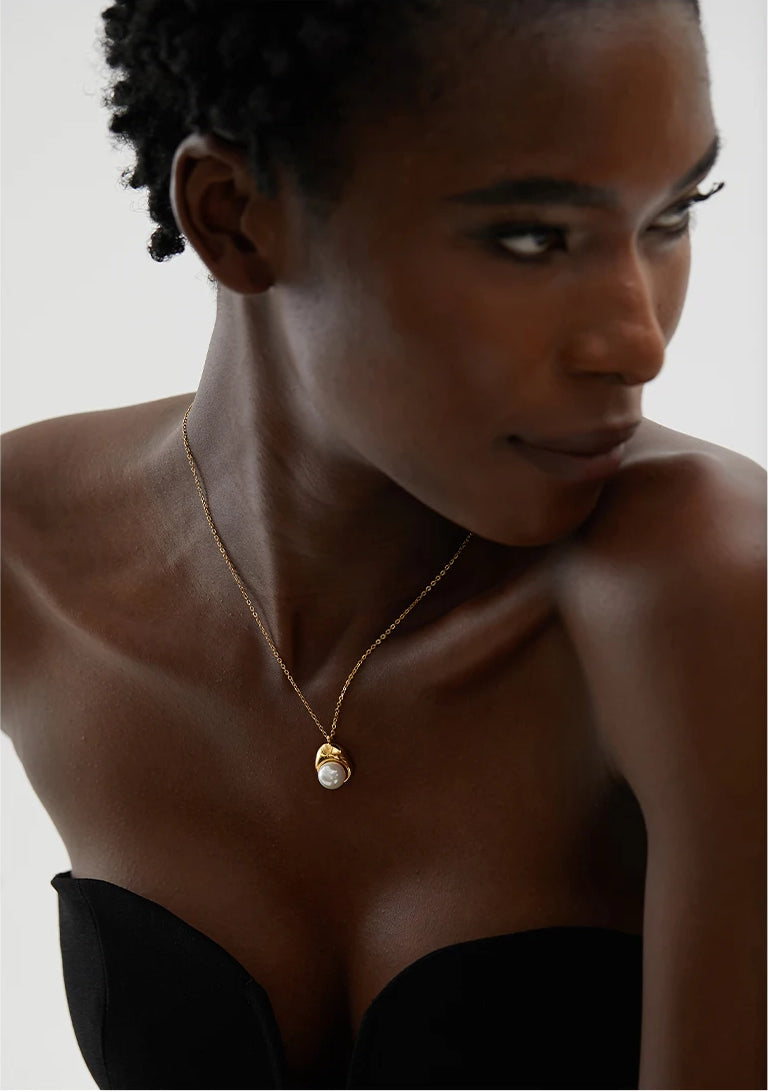 Minimalist Pearl Charm Jewelry Set - Ecru