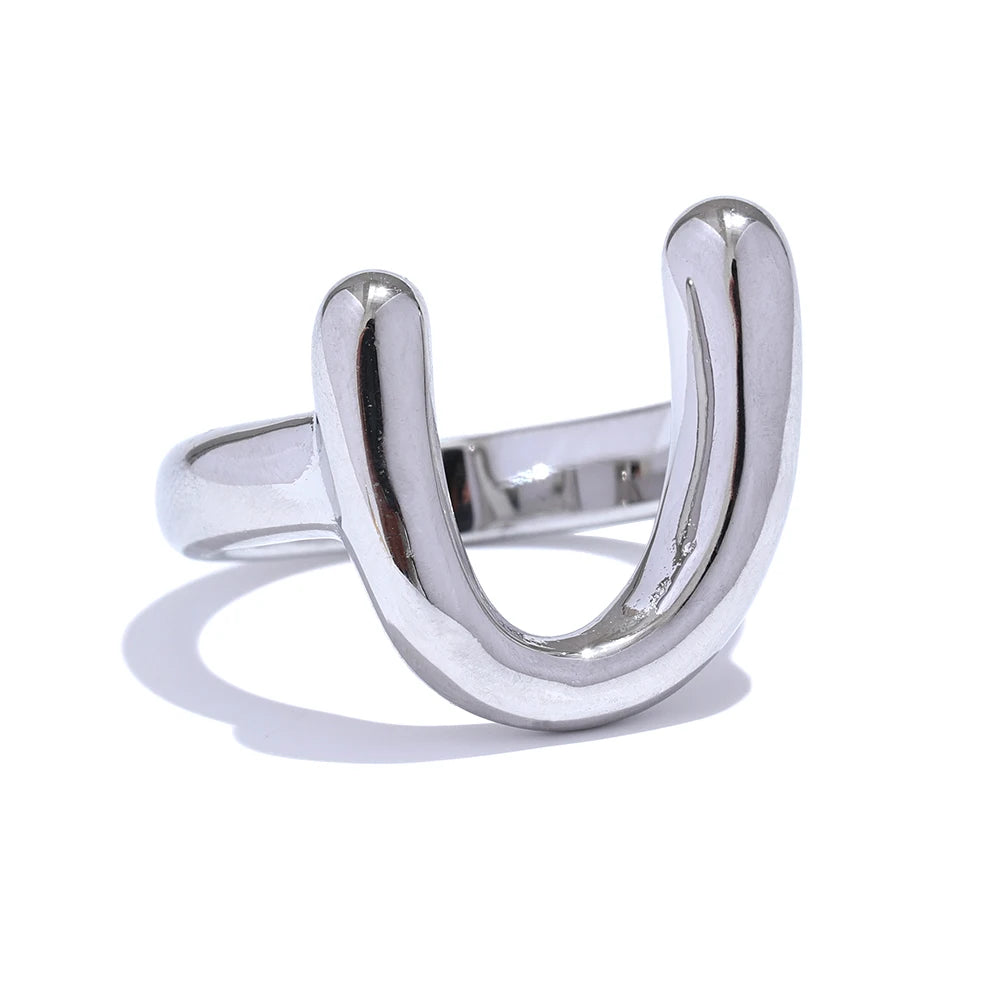 Minimalist Refined Textured Charm Ring - Ecru