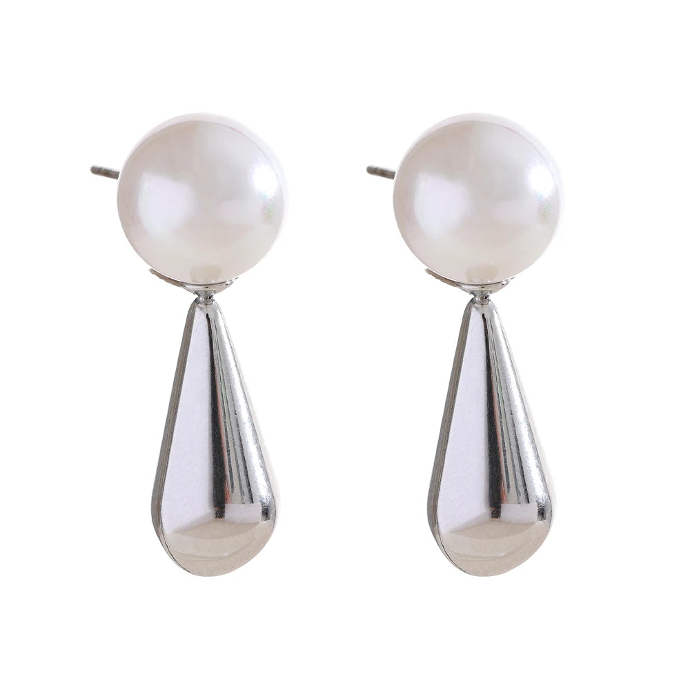 Pearl Shiny Classic Stud Earrings - Ecru