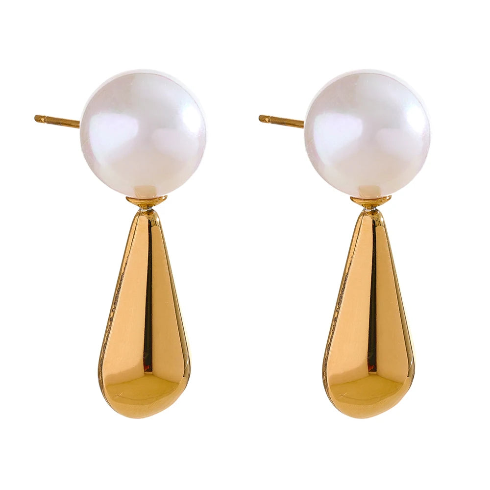 Pearl Shiny Classic Stud Earrings - Ecru