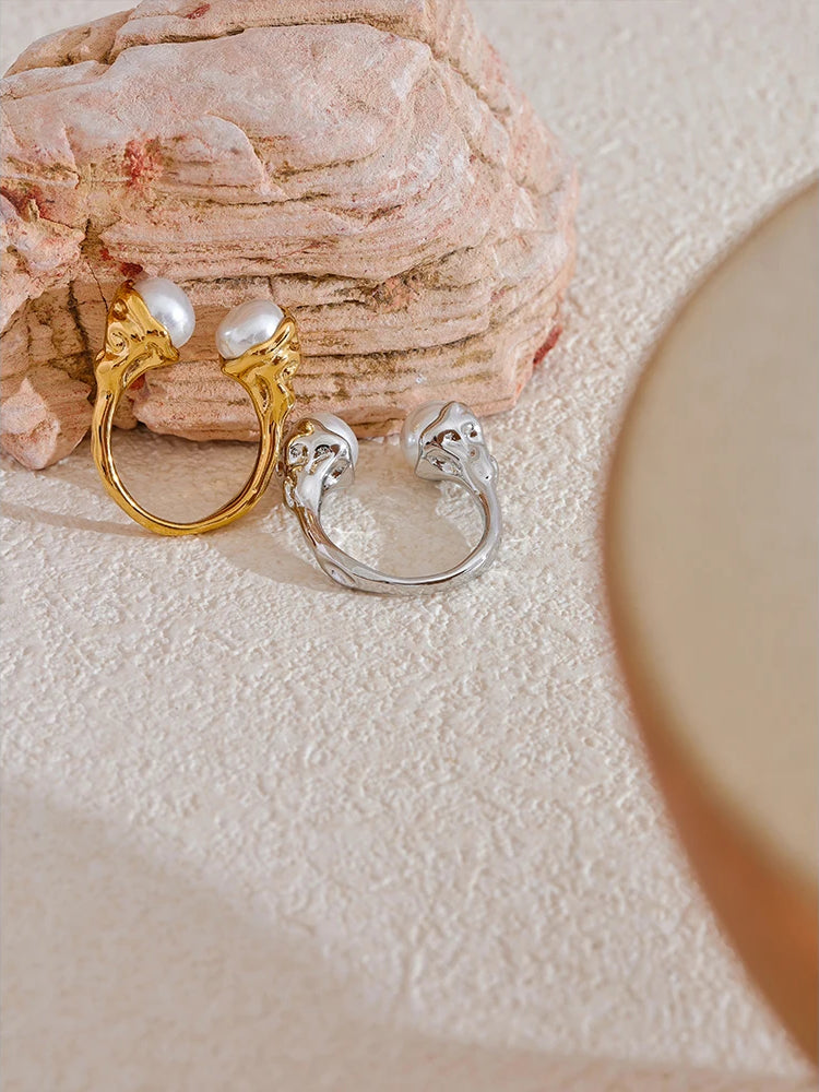 Pearl Shiny Versatile Charm Ring - Ecru