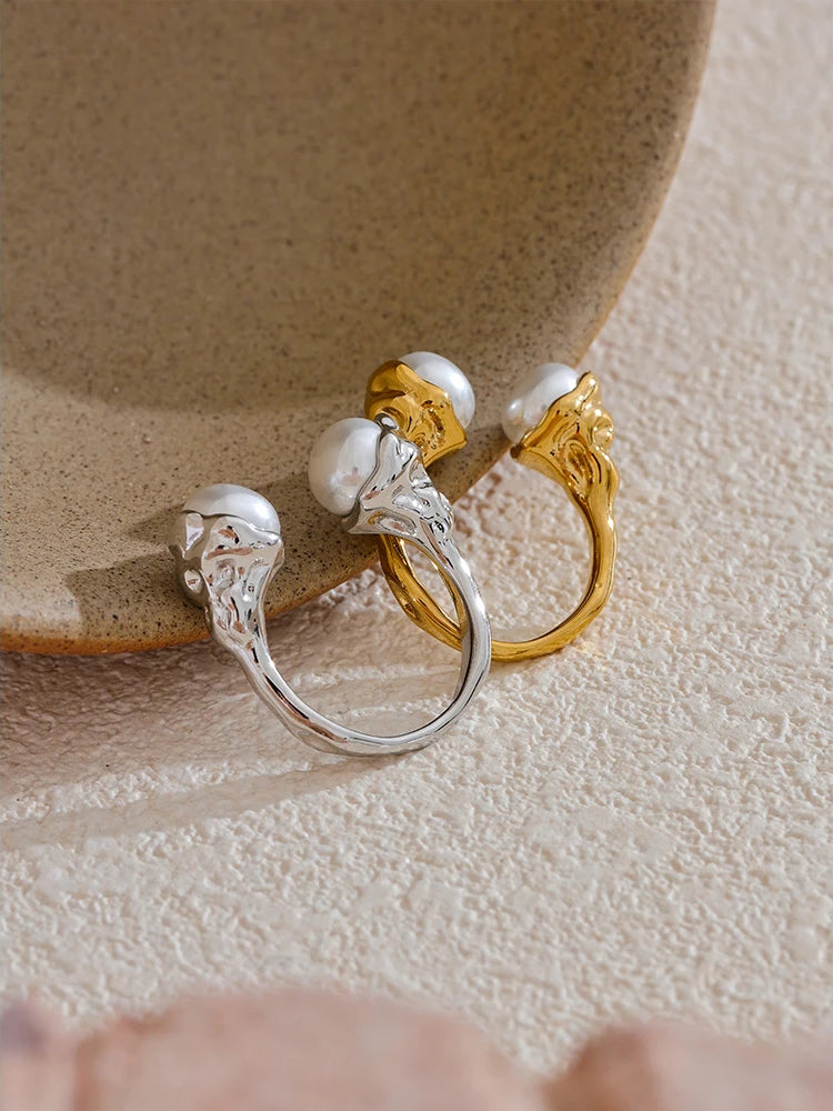 Pearl Shiny Versatile Charm Ring - Ecru