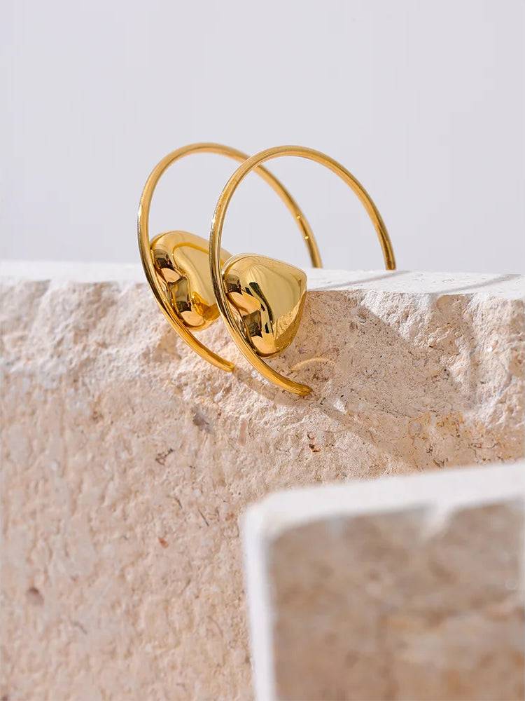 Refined Heart Hoop Statement Earrings - Ecru
