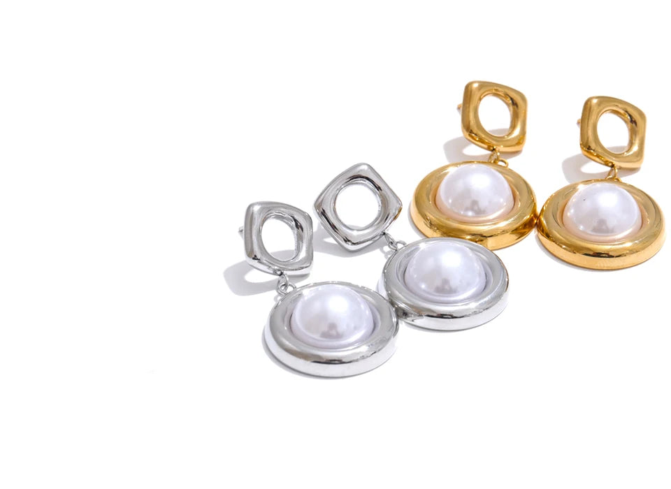 Refined Pearl Drop Dangle Earrings - Ecru
