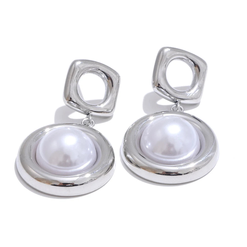 Refined Pearl Drop Dangle Earrings - Ecru
