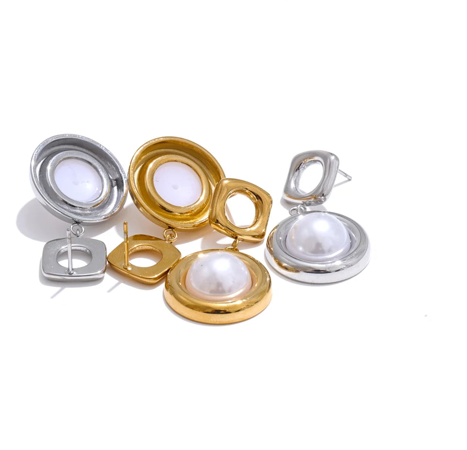 Refined Pearl Drop Dangle Earrings - Ecru
