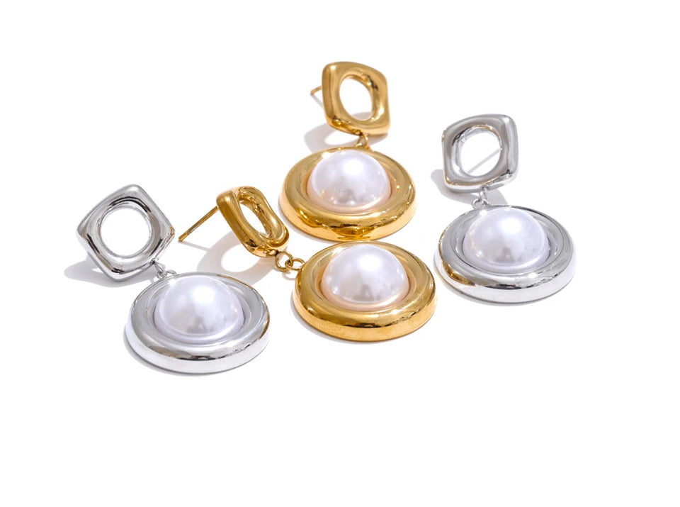 Refined Pearl Drop Dangle Earrings - Ecru