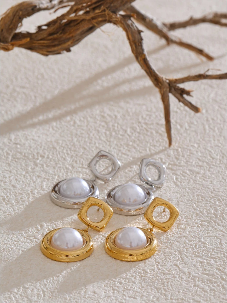 Refined Pearl Drop Dangle Earrings - Ecru