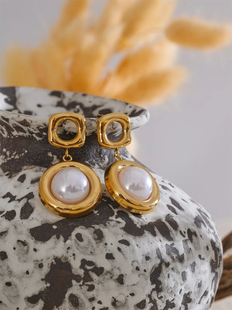 Refined Pearl Drop Dangle Earrings - Ecru