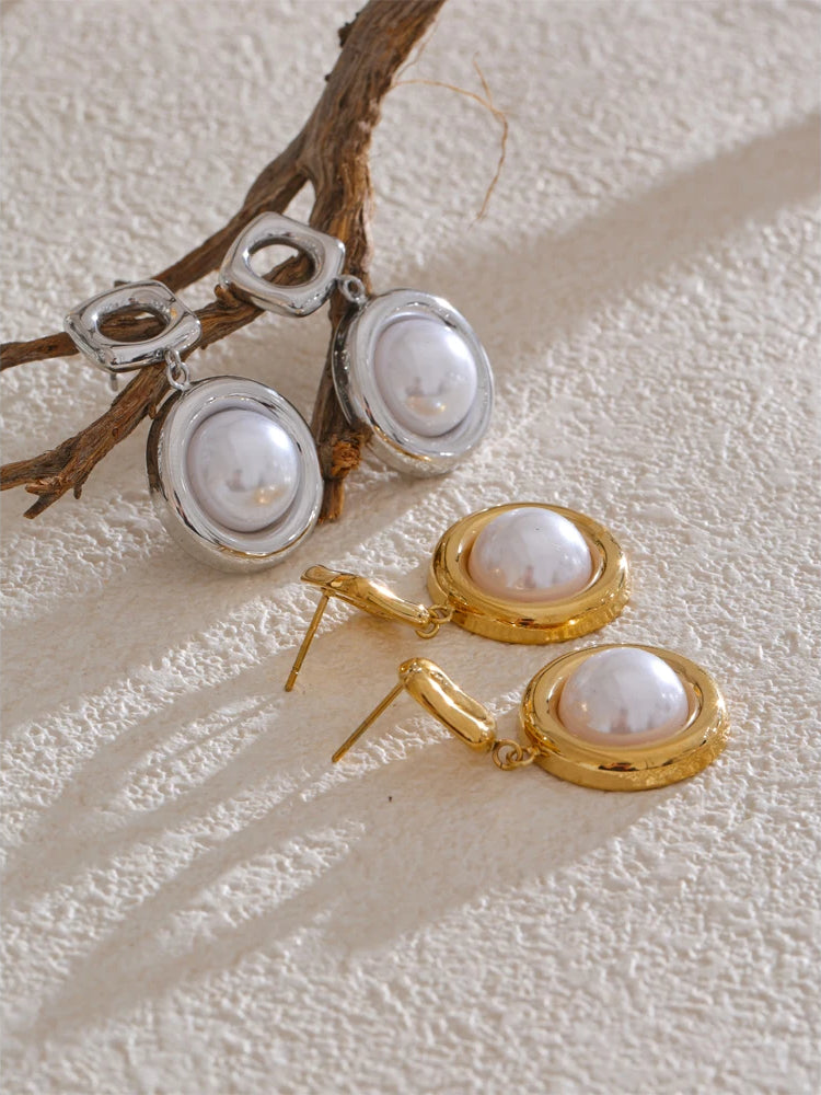 Refined Pearl Drop Dangle Earrings - Ecru