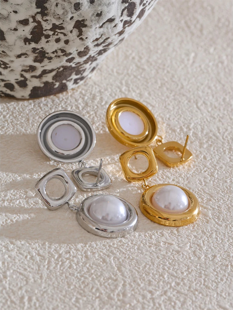 Refined Pearl Drop Dangle Earrings - Ecru