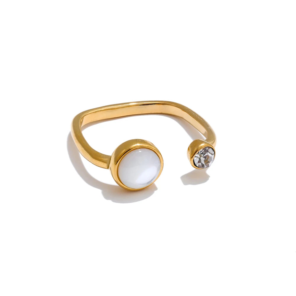 Refined Shell Adjustable Modern Ring - Ecru