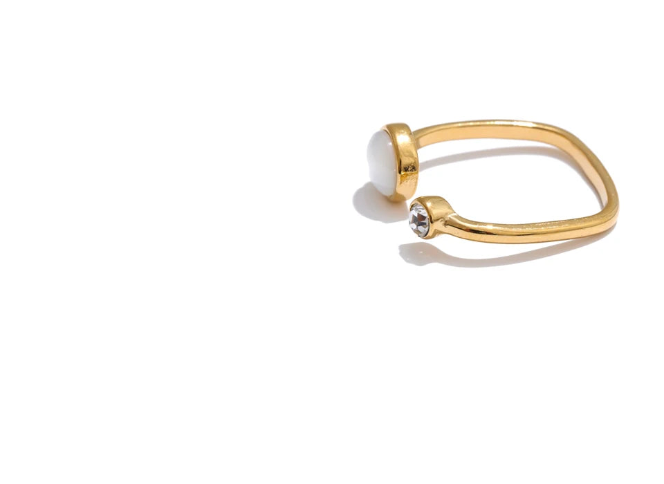 Refined Shell Adjustable Modern Ring - Ecru