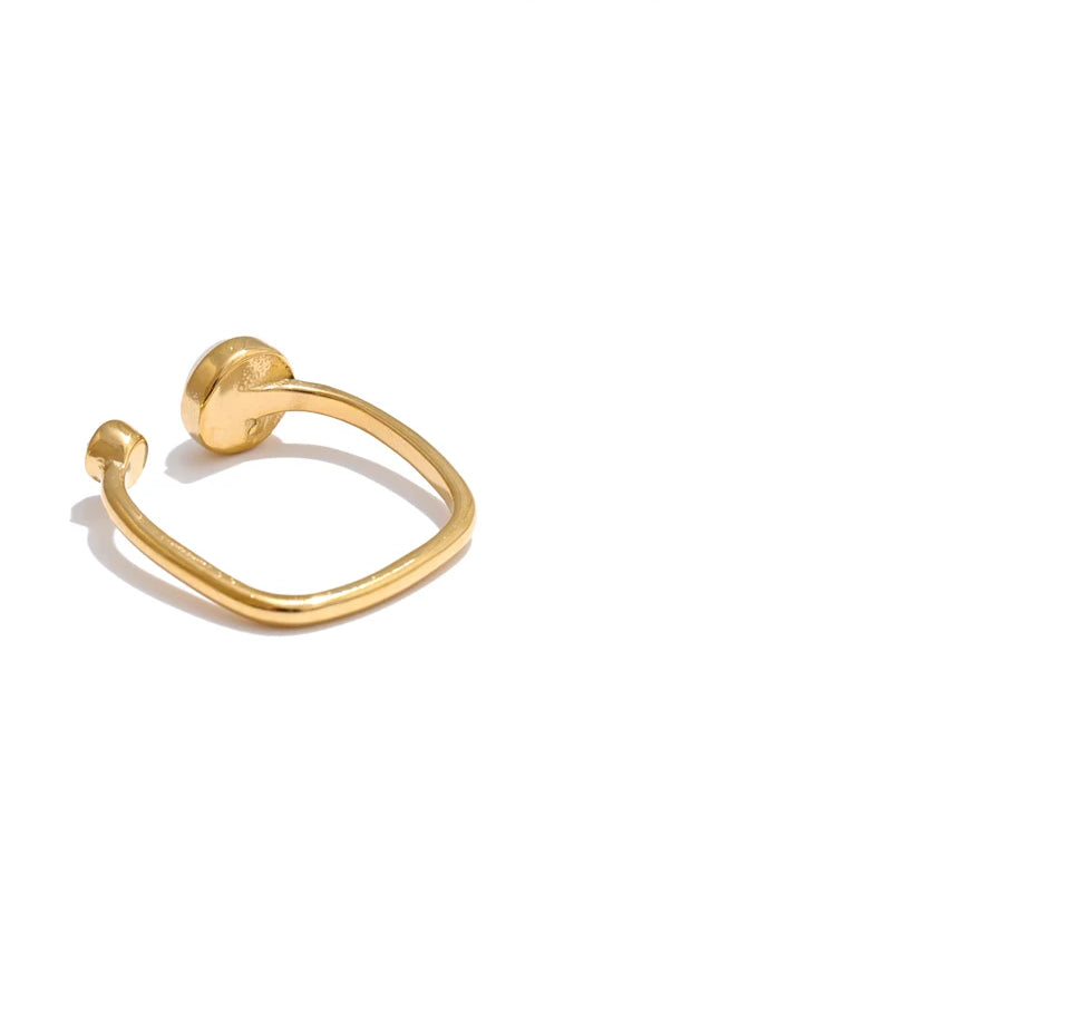 Refined Shell Adjustable Modern Ring - Ecru