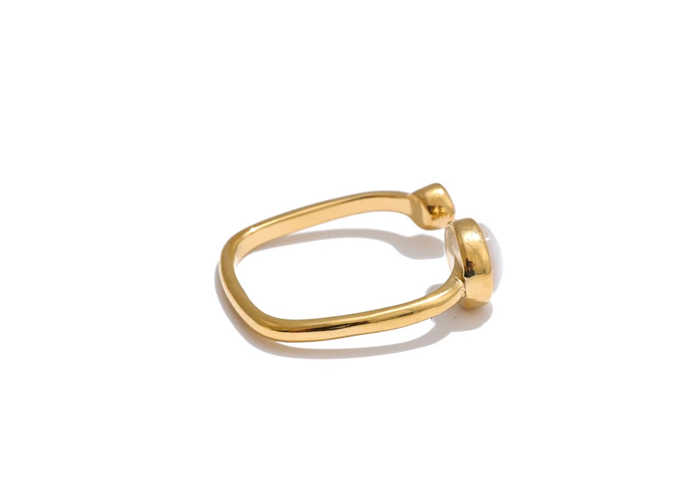 Refined Shell Adjustable Modern Ring - Ecru