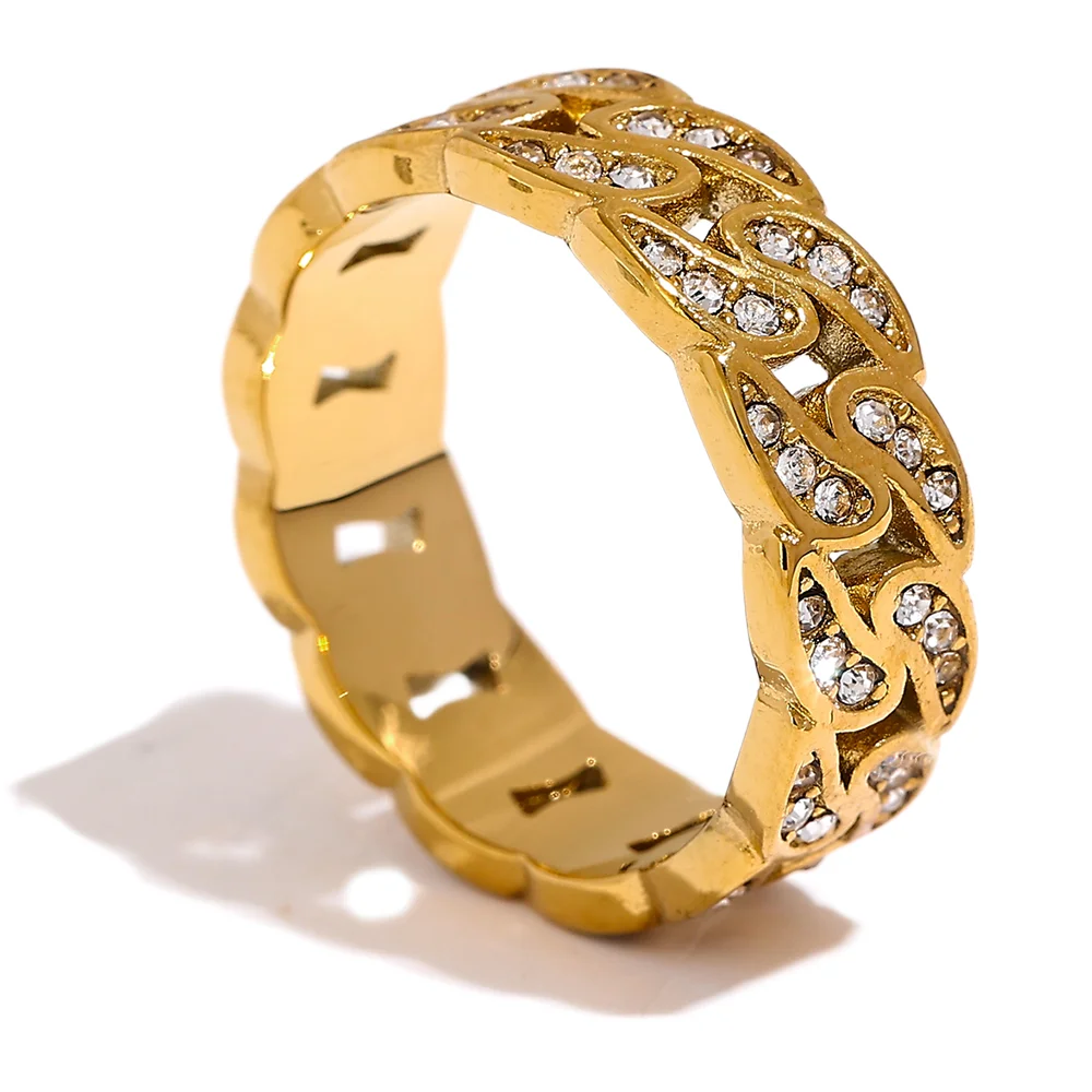 Round Hollow Chain Exquisite Ring - Ecru
