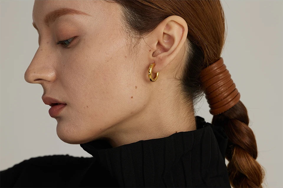 Round Star Golden Huggie Earrings