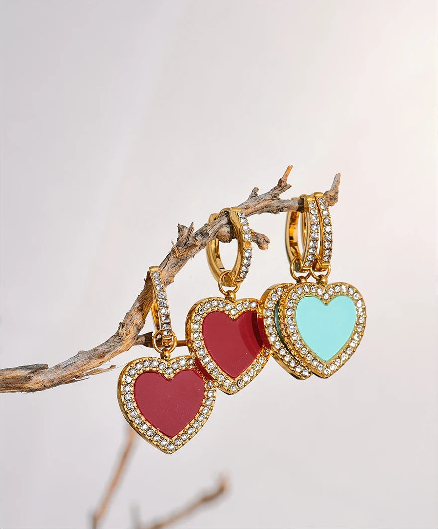 Shell Acrylic Heart Drop Earrings - Ecru