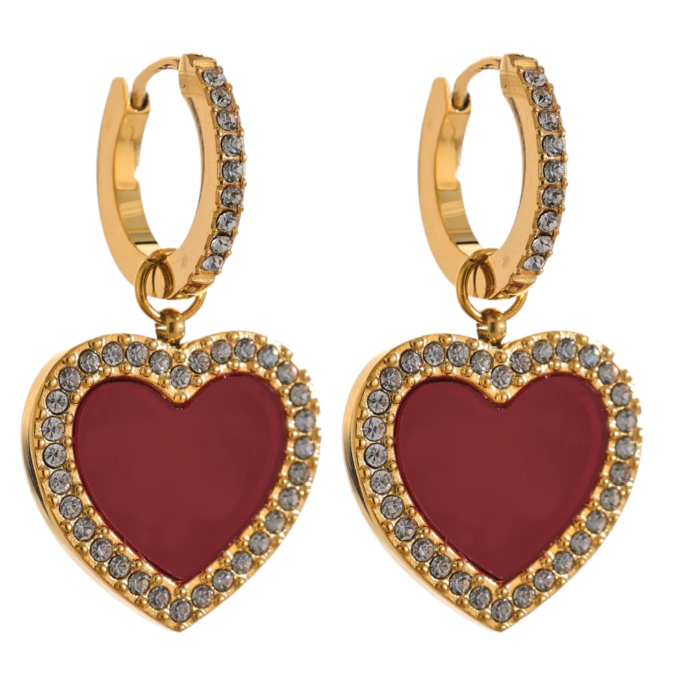 Shell Acrylic Heart Drop Earrings - Ecru