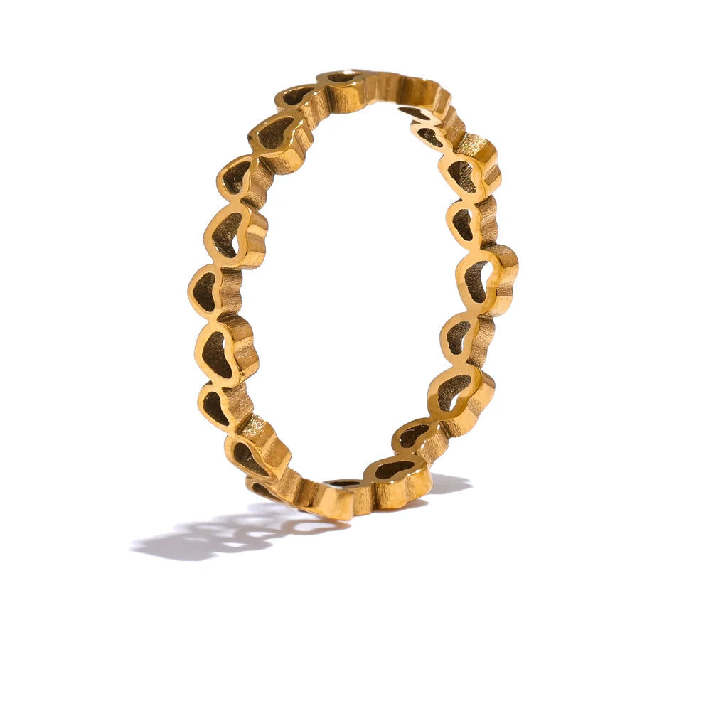 Shiny Minimalist Heart Stackable Ring - Ecru