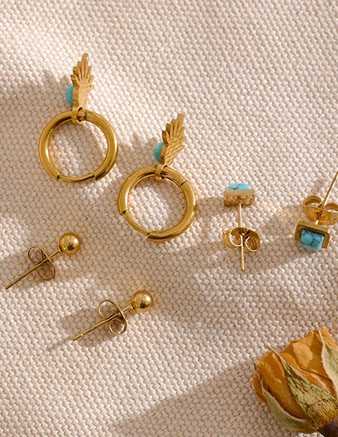 Trendy Blue Stone Earrings Set